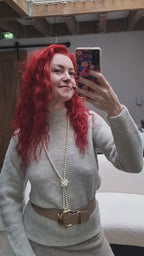 Fisherman - Pull col montant femme en alpaga et laine Highland