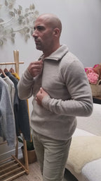 Reiff - Men's trucker collar sweater in merino fleece wool
