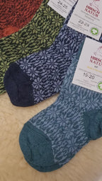 Hirsch Natur – Chaussettes norvégiennes enfant – 100 % laine – Fines