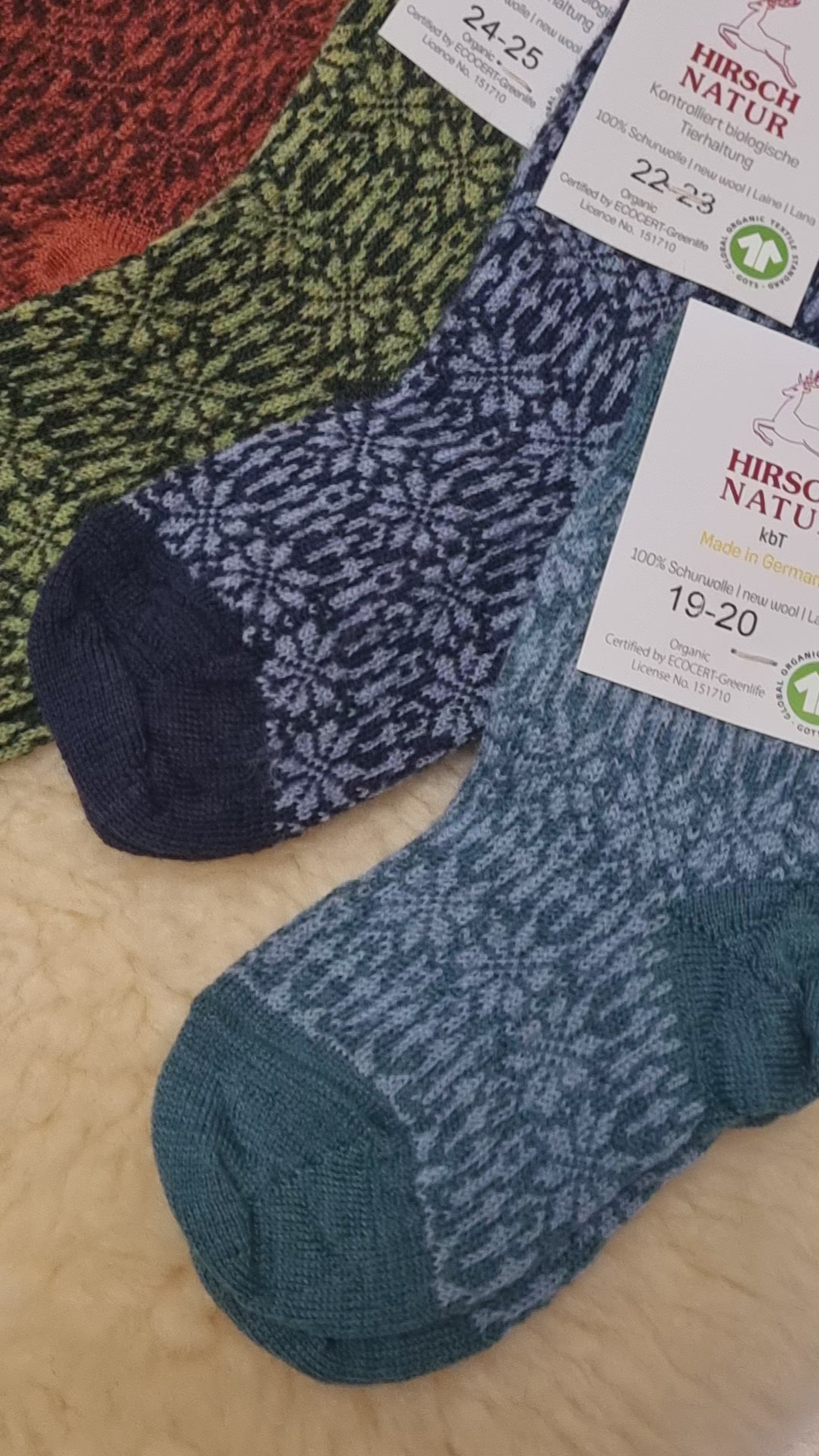 Hirsch Natur – Chaussettes norvégiennes enfant – 100 % laine – Fines