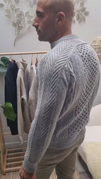 Fisherman - Pull homme Aran traditionnel, pure laine Geelong (agneau)
