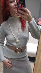 Fisherman - Pull col montant femme en alpaga et laine Highland