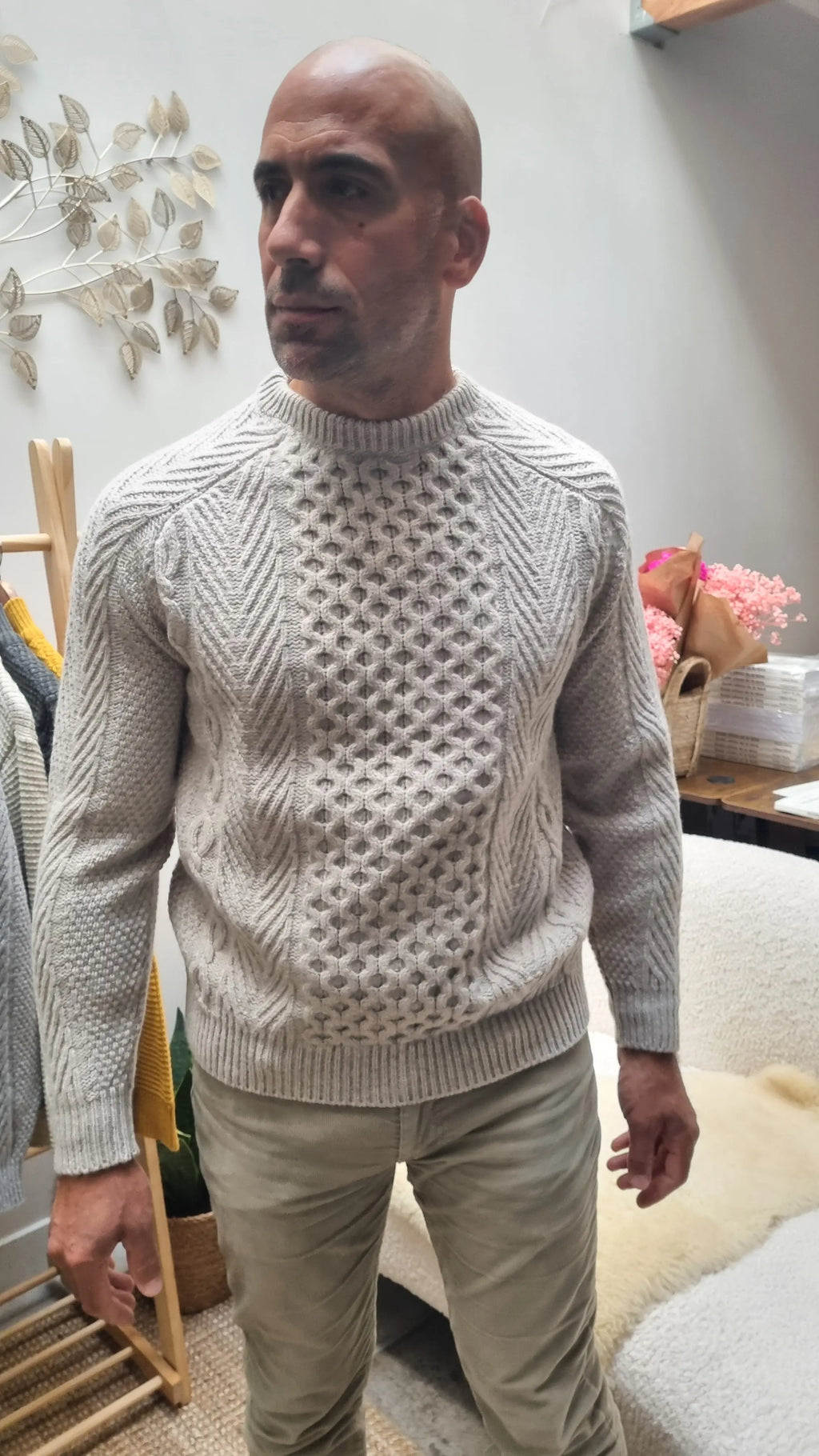 Fisherman - Pull homme Aran traditionnel, pure laine Geelong (agneau)