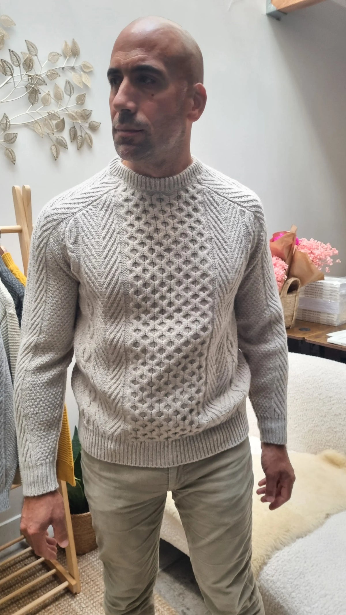 Fisherman - Pull homme Aran traditionnel, pure laine Geelong (agneau)