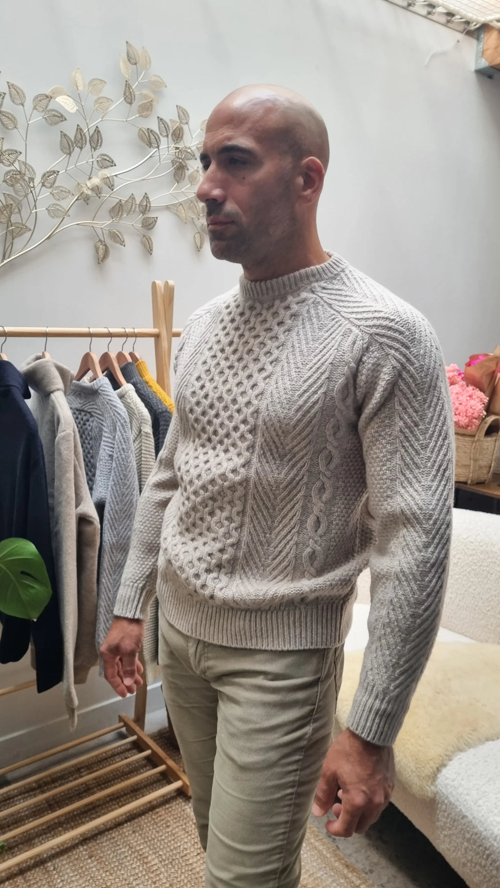 Fisherman - Pull homme Aran traditionnel, pure laine Geelong (agneau)