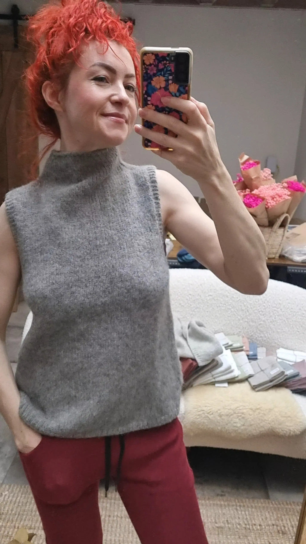Fisherman - Pull sans manches femme en alpaga & laine Highland