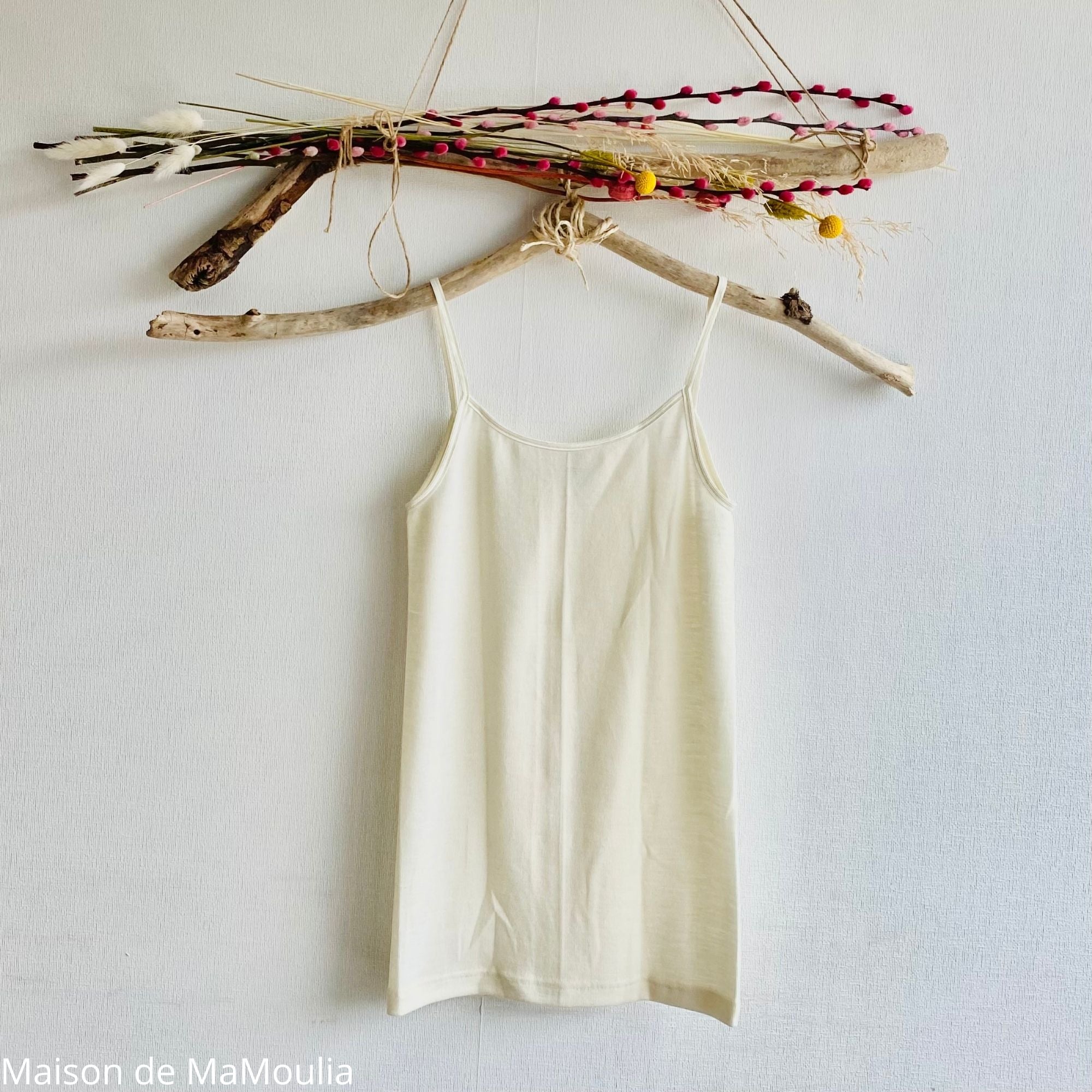 Cosilana - Débardeur femme bretelles fines, laine-soie