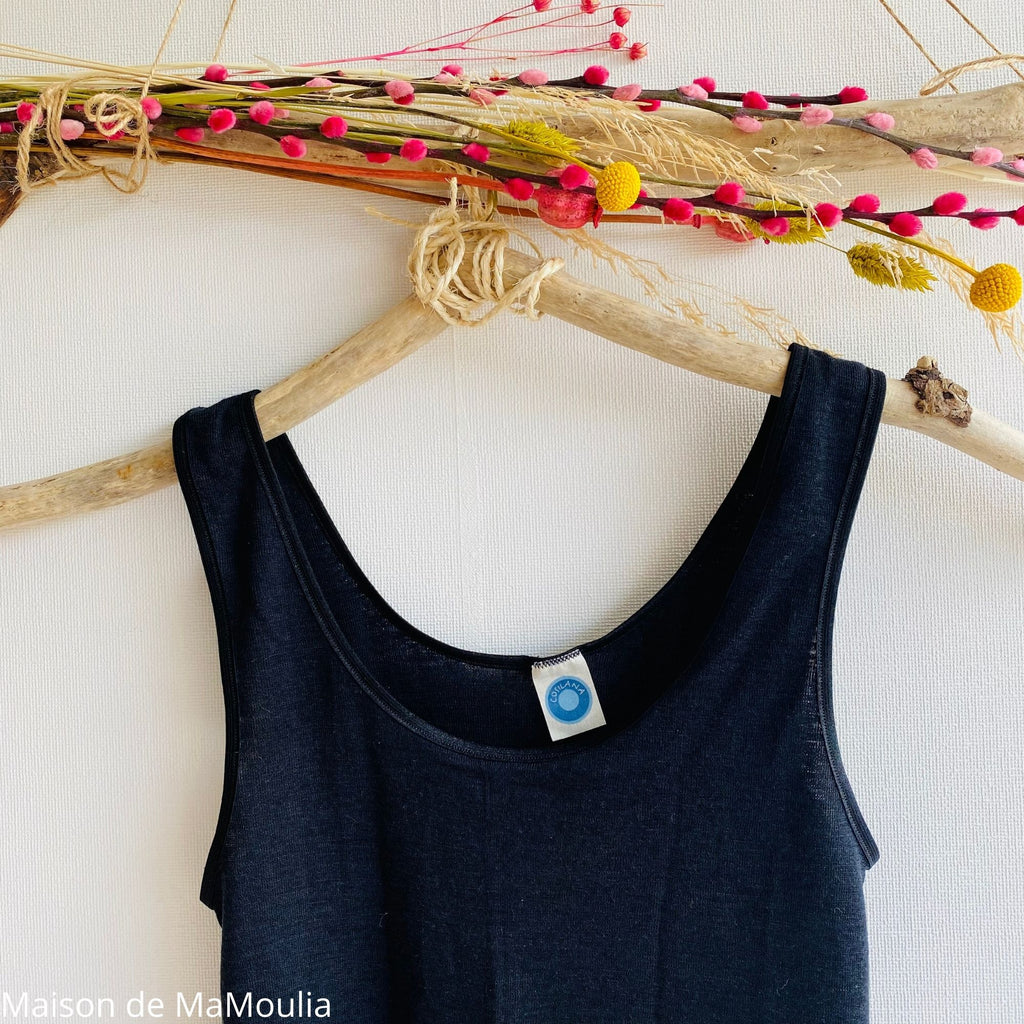 Cosilana - Débardeur femme bretelles larges, laine-soie