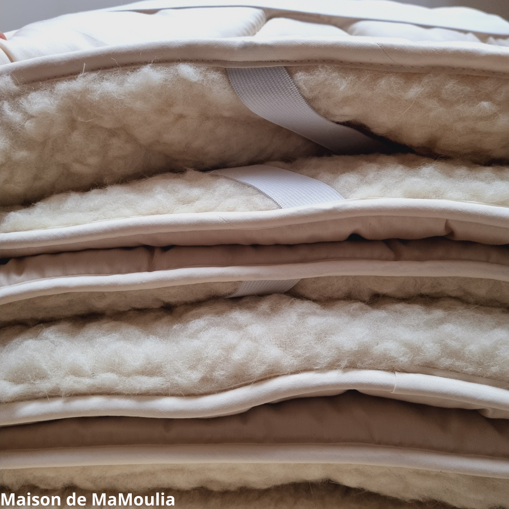 Saling - Sur-matelas double face, pure laine-coton bio