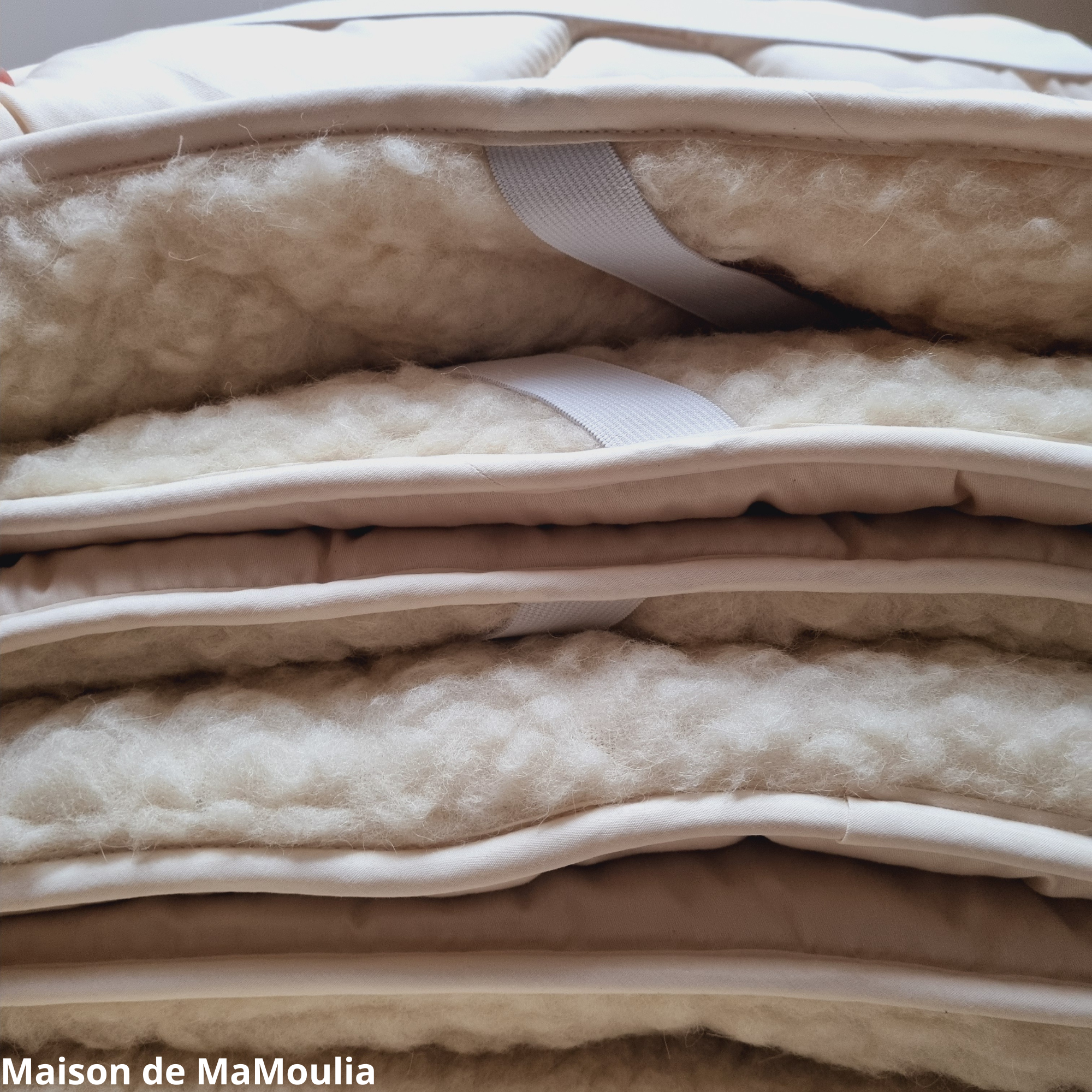 Saling - Sur-matelas double face, pure laine-coton bio