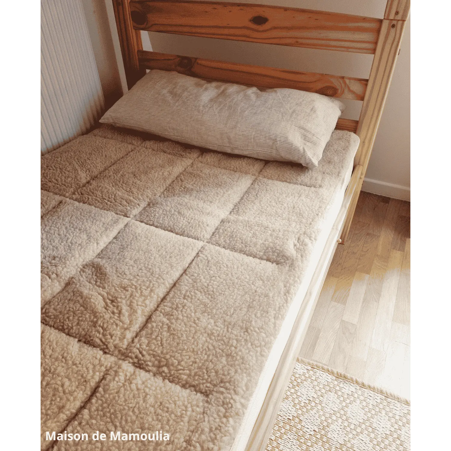 Surmatelas double face, laine de mouton de Cobourg - Maison de Mamoulia Maison de Mamoulia
