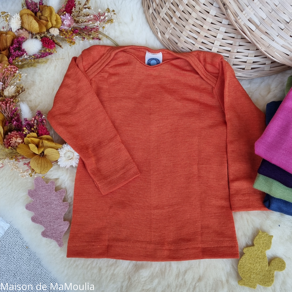 Cosilana - T-shirt bébé manches longues, laine-soie