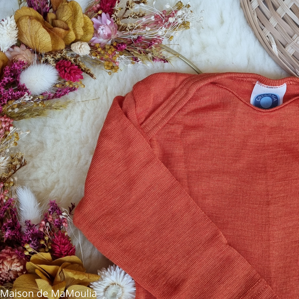 Cosilana - T-shirt bébé manches longues, laine-soie