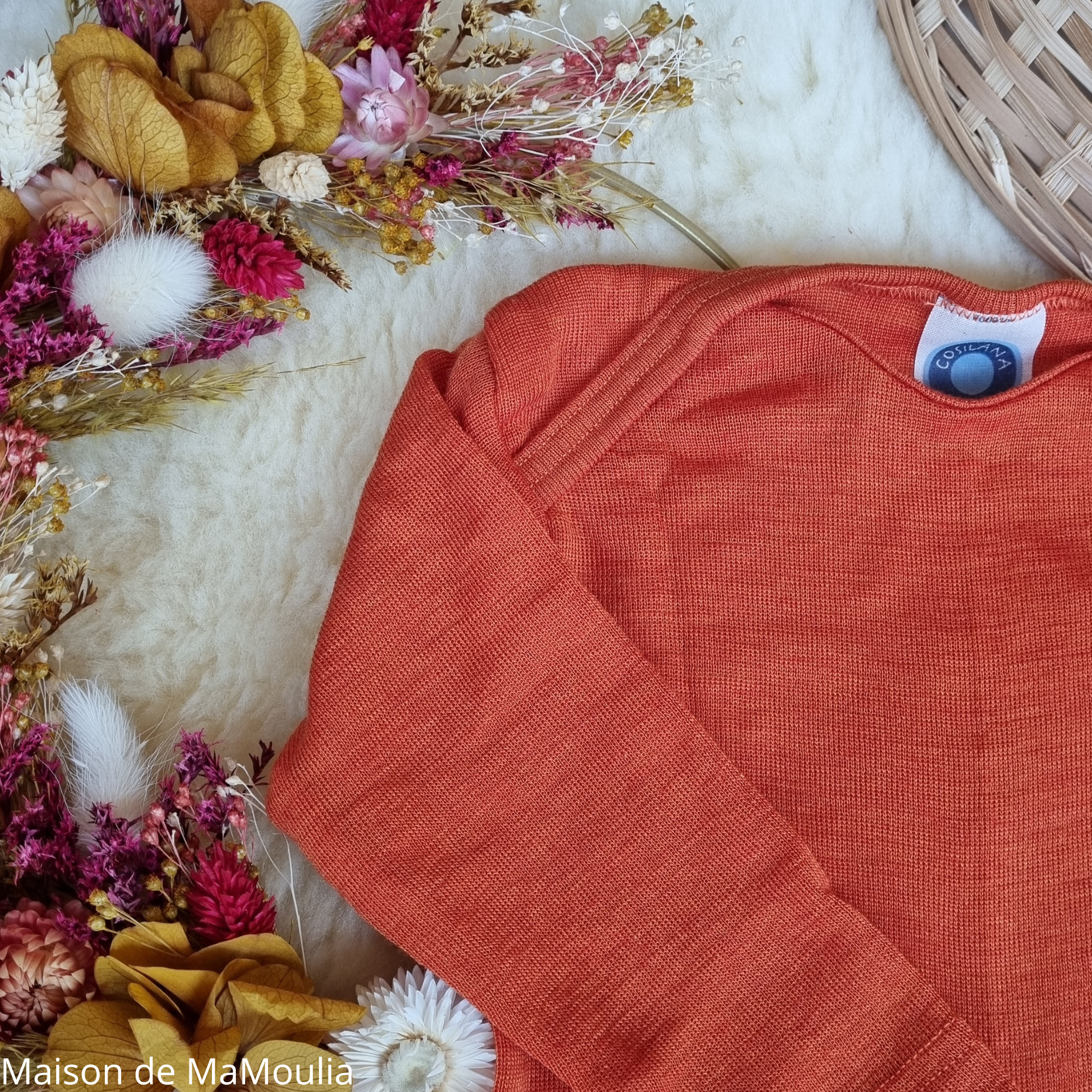 Cosilana - T-shirt bébé manches longues, laine-soie