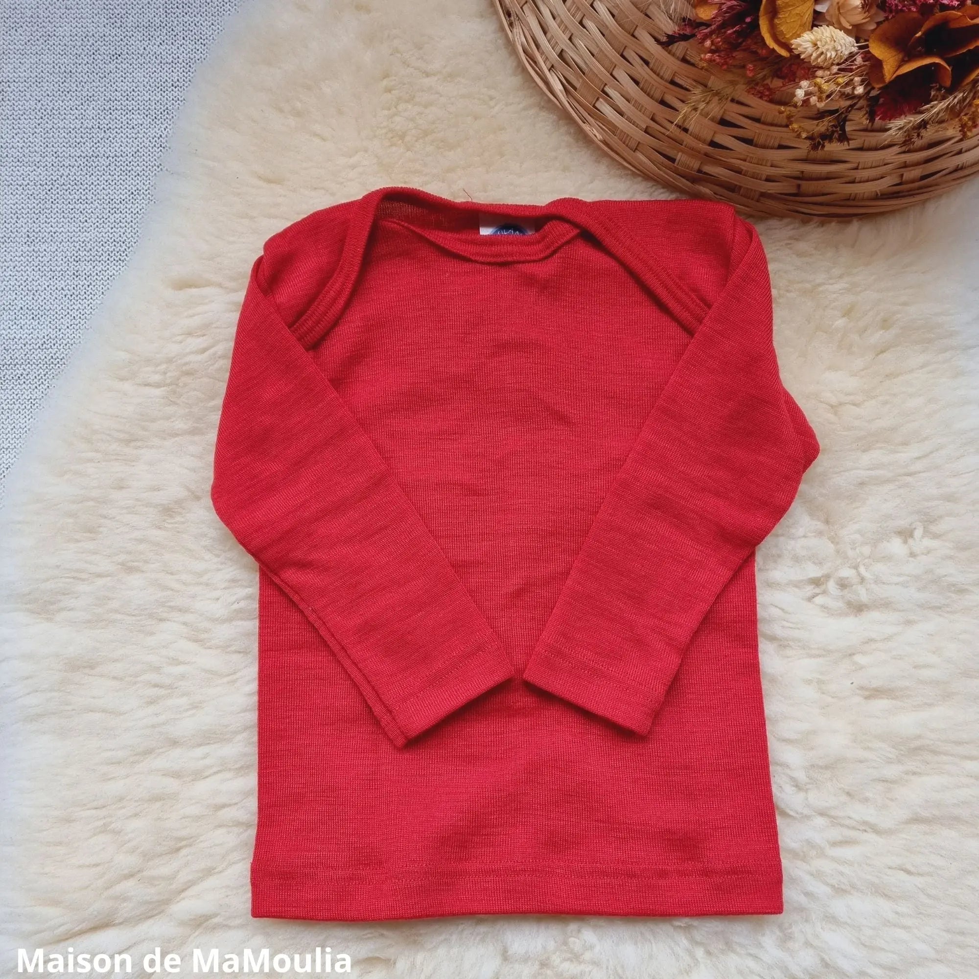 Cosilana - T-shirt bébé manches longues, laine-soie Cosilana