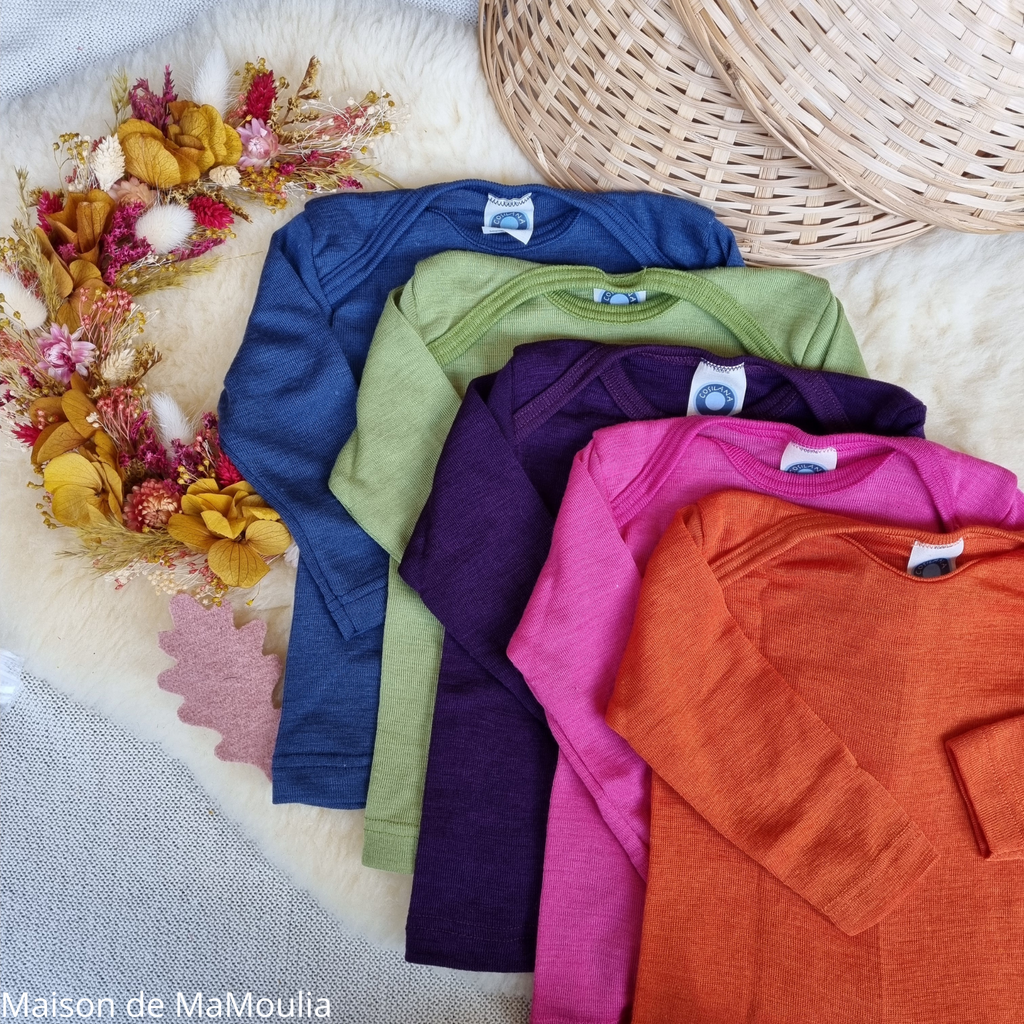 Cosilana - T-shirt bébé manches longues, laine-soie