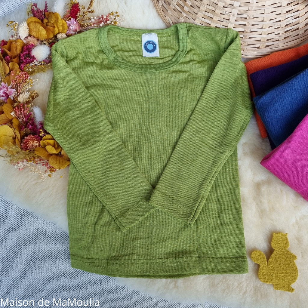 Cosilana - T-shirt enfant manches longues, laine-soie