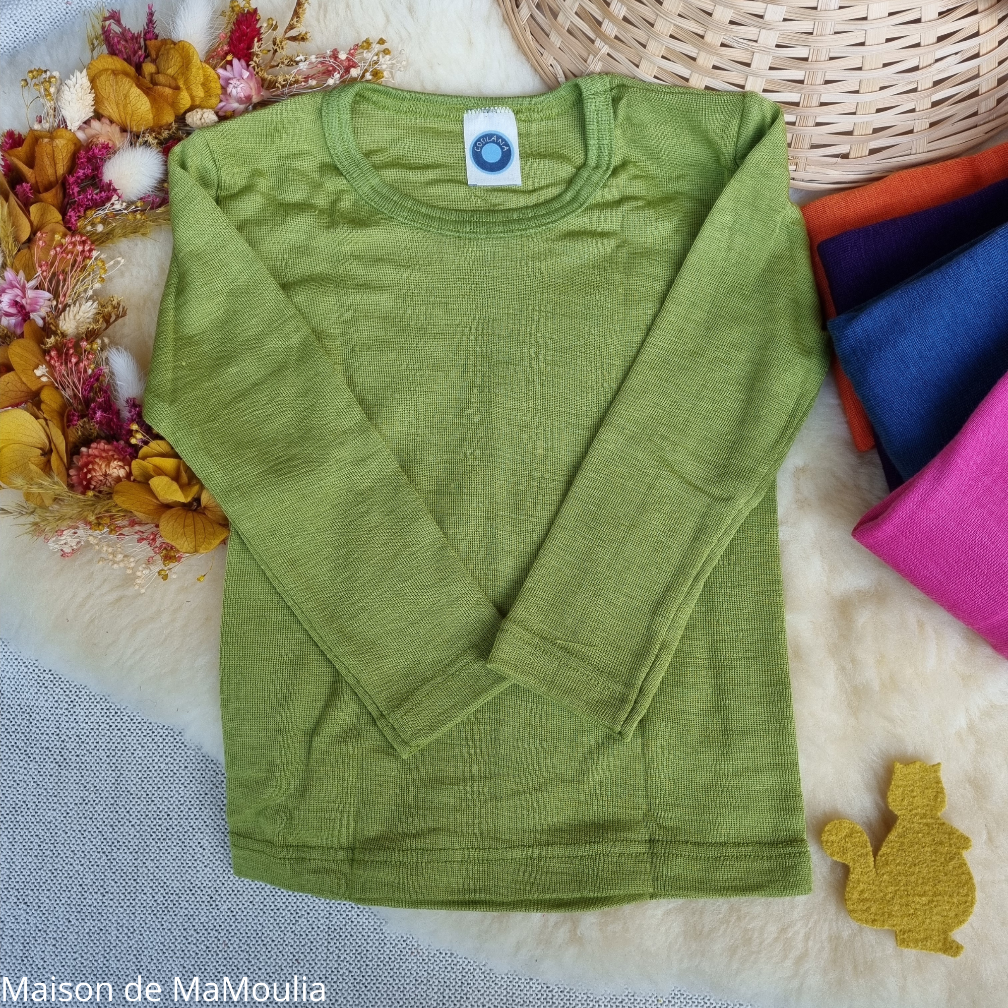 Cosilana - T-shirt enfant manches longues, laine-soie