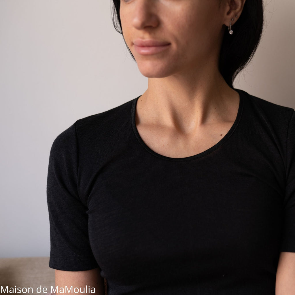 Cosilana - T-shirt femme manches courtes, laine-soie