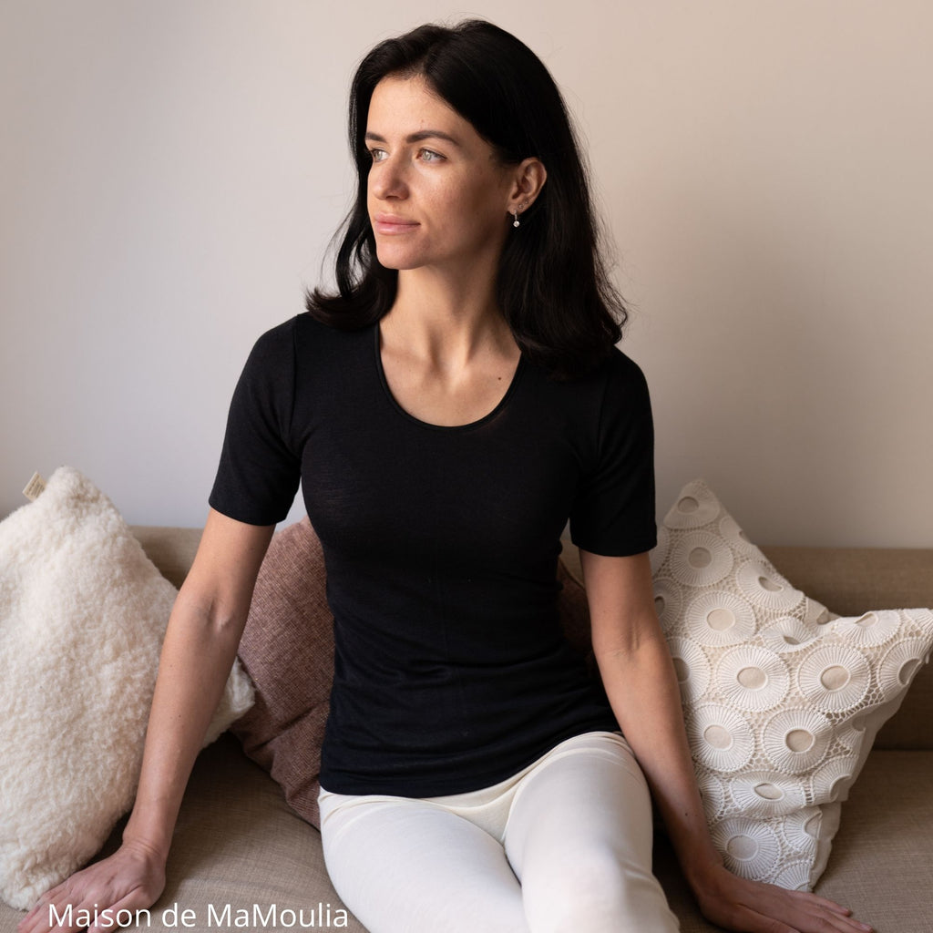 Cosilana - T-shirt femme manches courtes, laine-soie