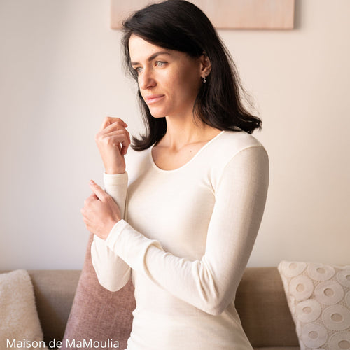 Cosilana - T-shirt femme manches longues, laine-soie