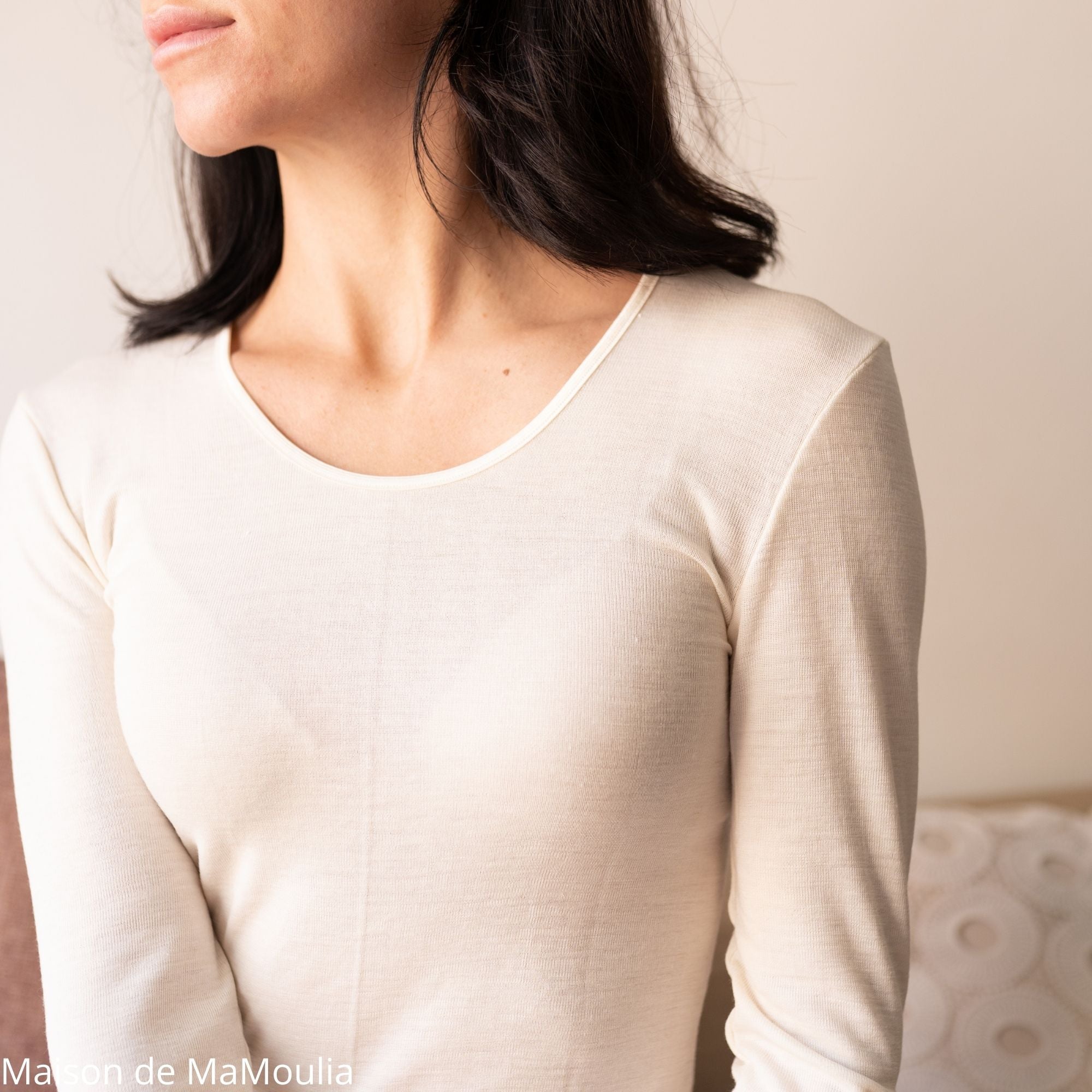 Cosilana - T-shirt femme manches longues, laine-soie