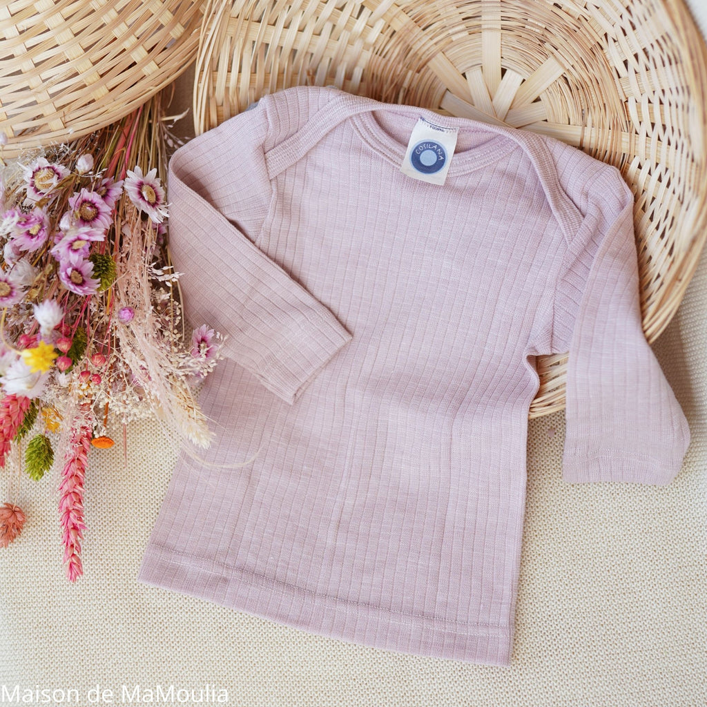 Cosilana - T-shirt bébé manches longues, laine-soie-coton