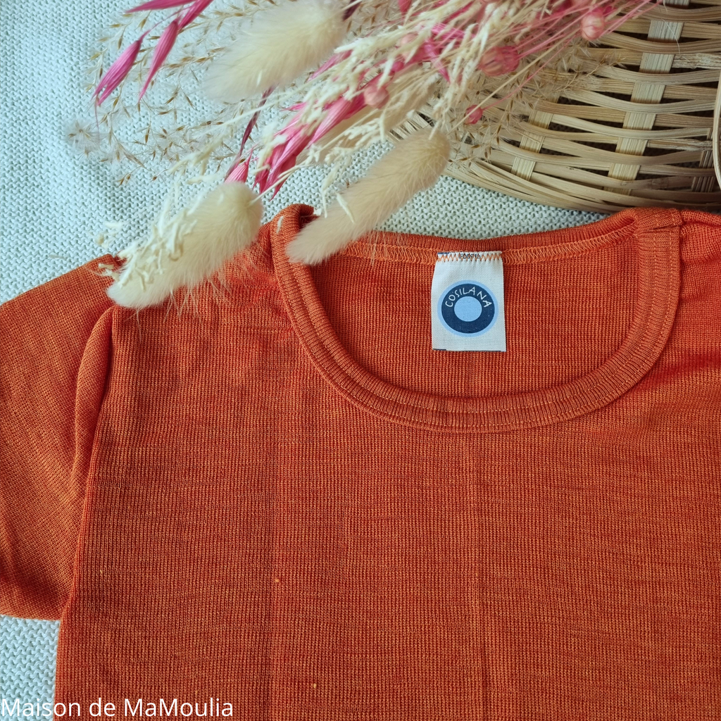 Cosilana - T-shirt enfant manches courtes, laine-soie