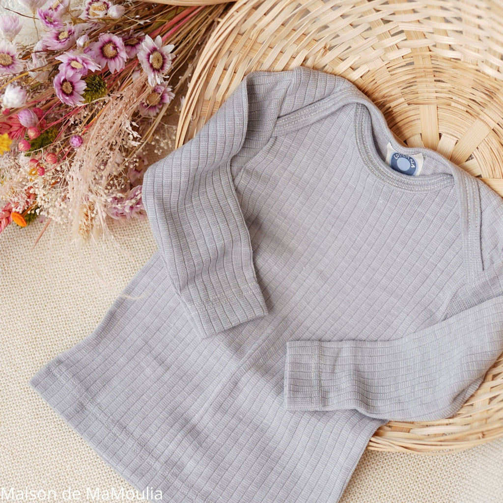 Cosilana - T-shirt bébé manches longues, laine-soie-coton
