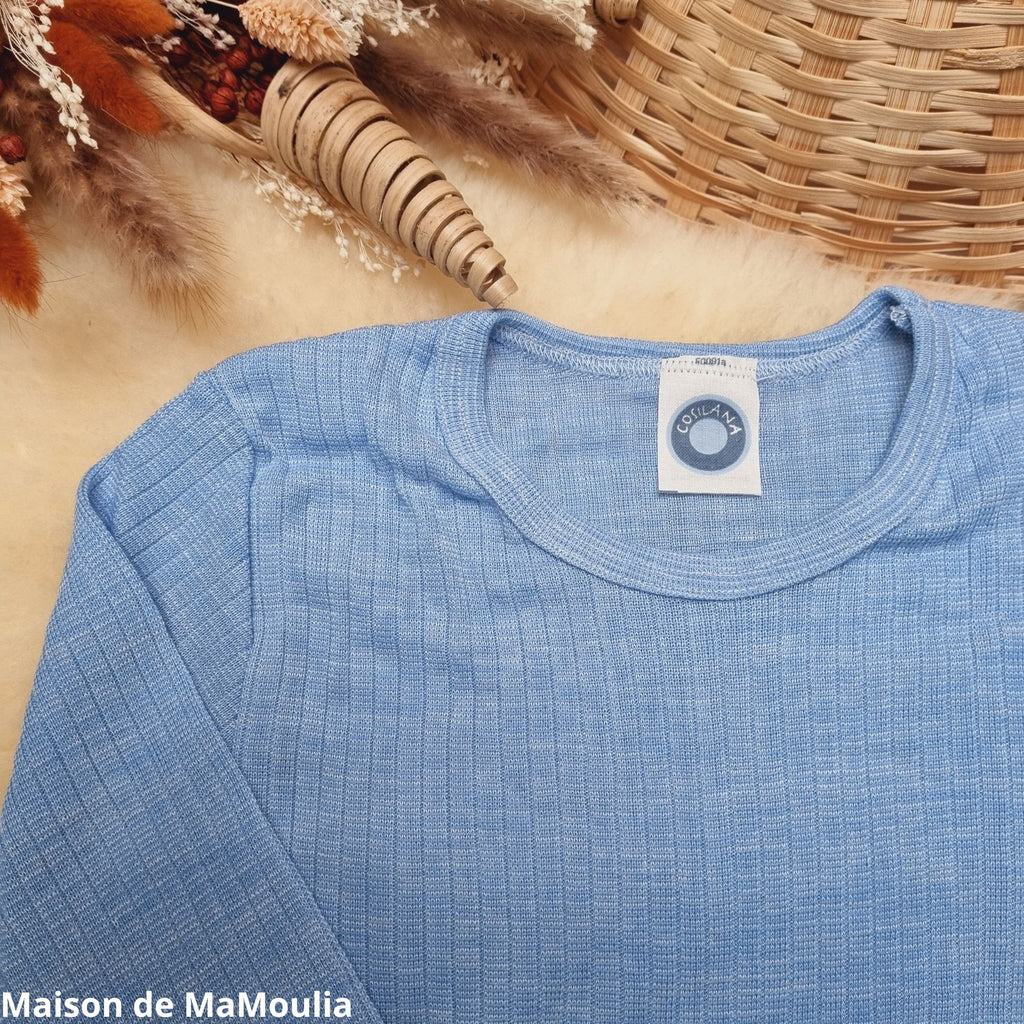 Cosilana - T-shirt manches longues enfant, laine-soie-coton