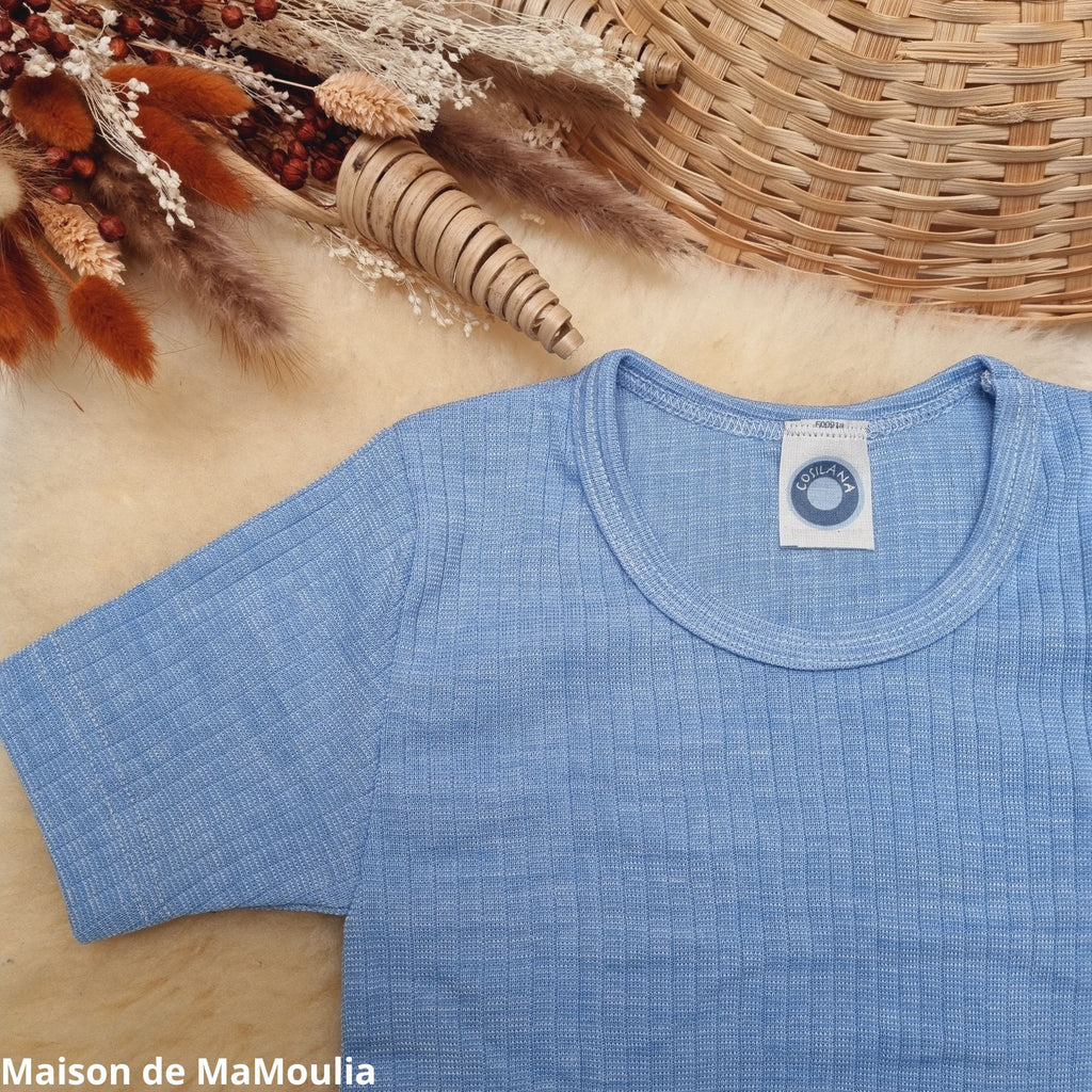 Cosilana - T-shirt manches courtes enfant, laine-soie-coton