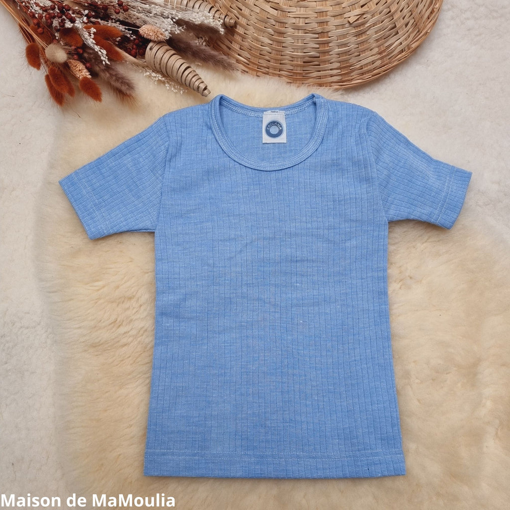 Cosilana - T-shirt manches courtes enfant, laine-soie-coton