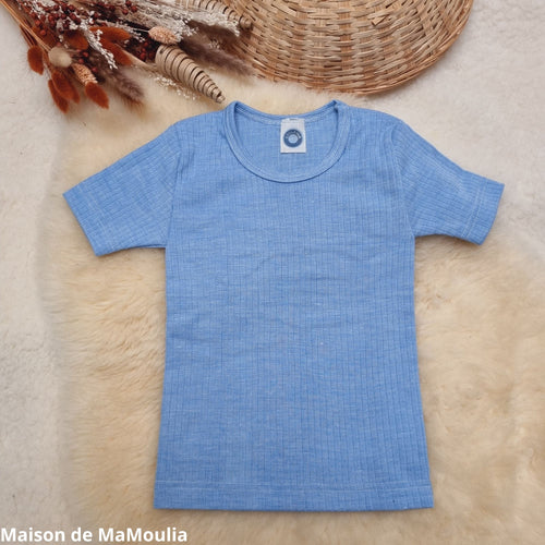Cosilana - T-shirt manches courtes enfant, laine-soie-coton