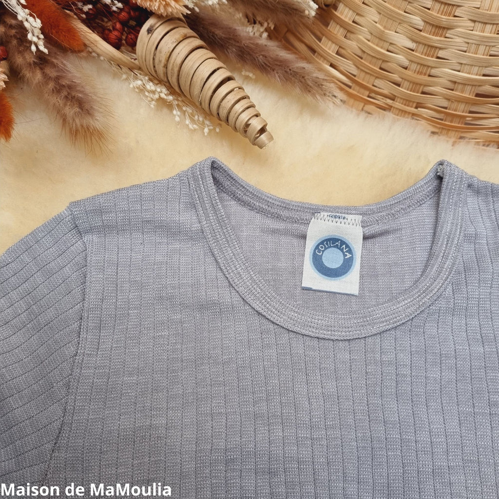 Cosilana - T-shirt manches courtes enfant, laine-soie-coton