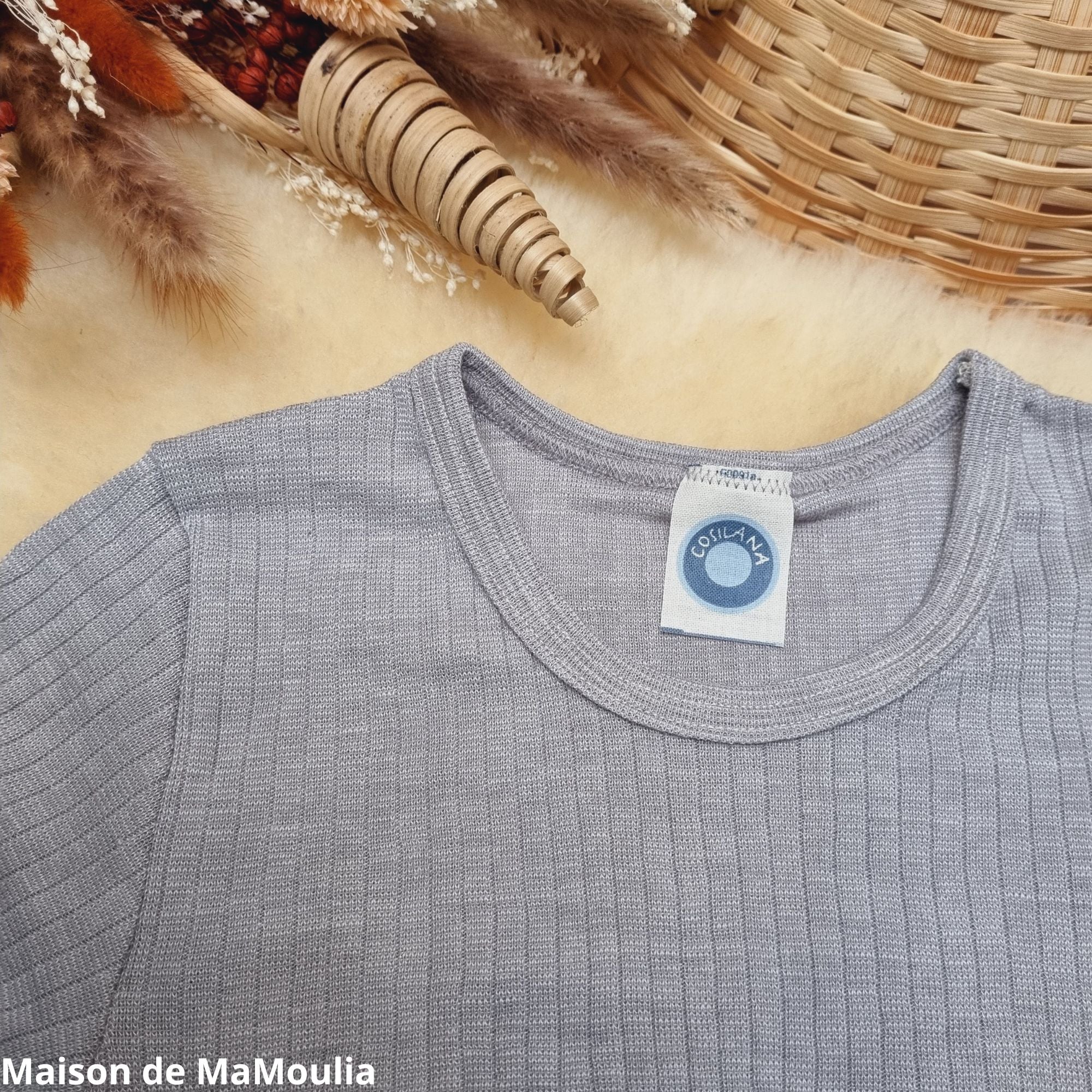 Cosilana - T-shirt manches courtes enfant, laine-soie-coton