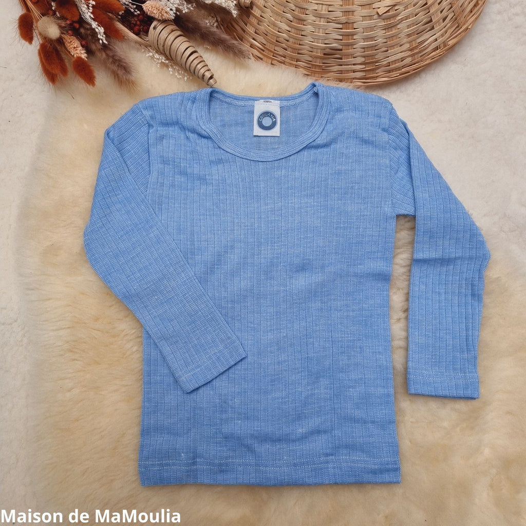 Cosilana - T-shirt manches longues enfant, laine-soie-coton