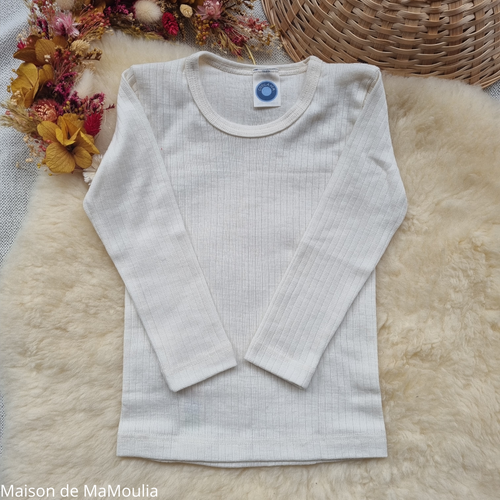 Cosilana - T-shirt manches longues enfant, laine-soie-coton