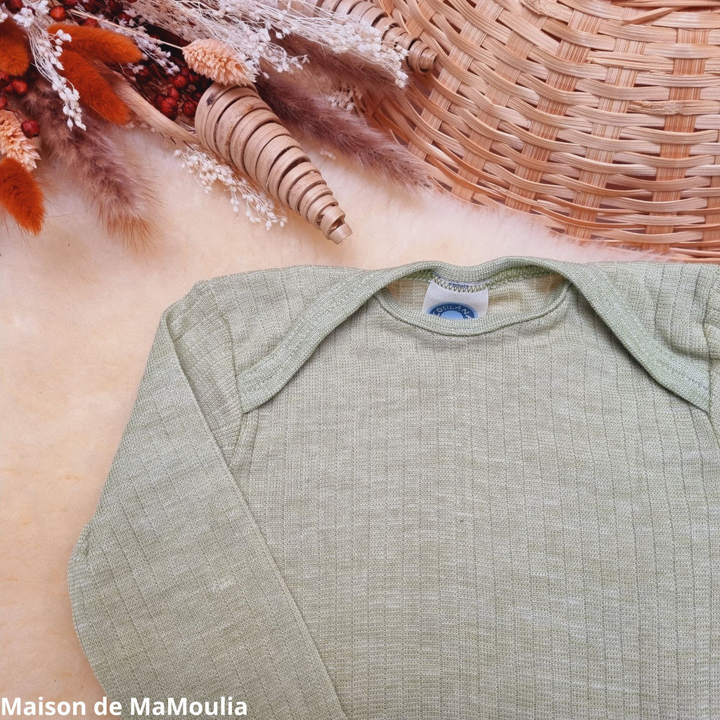 Cosilana - T-shirt bébé manches longues, laine-soie-coton