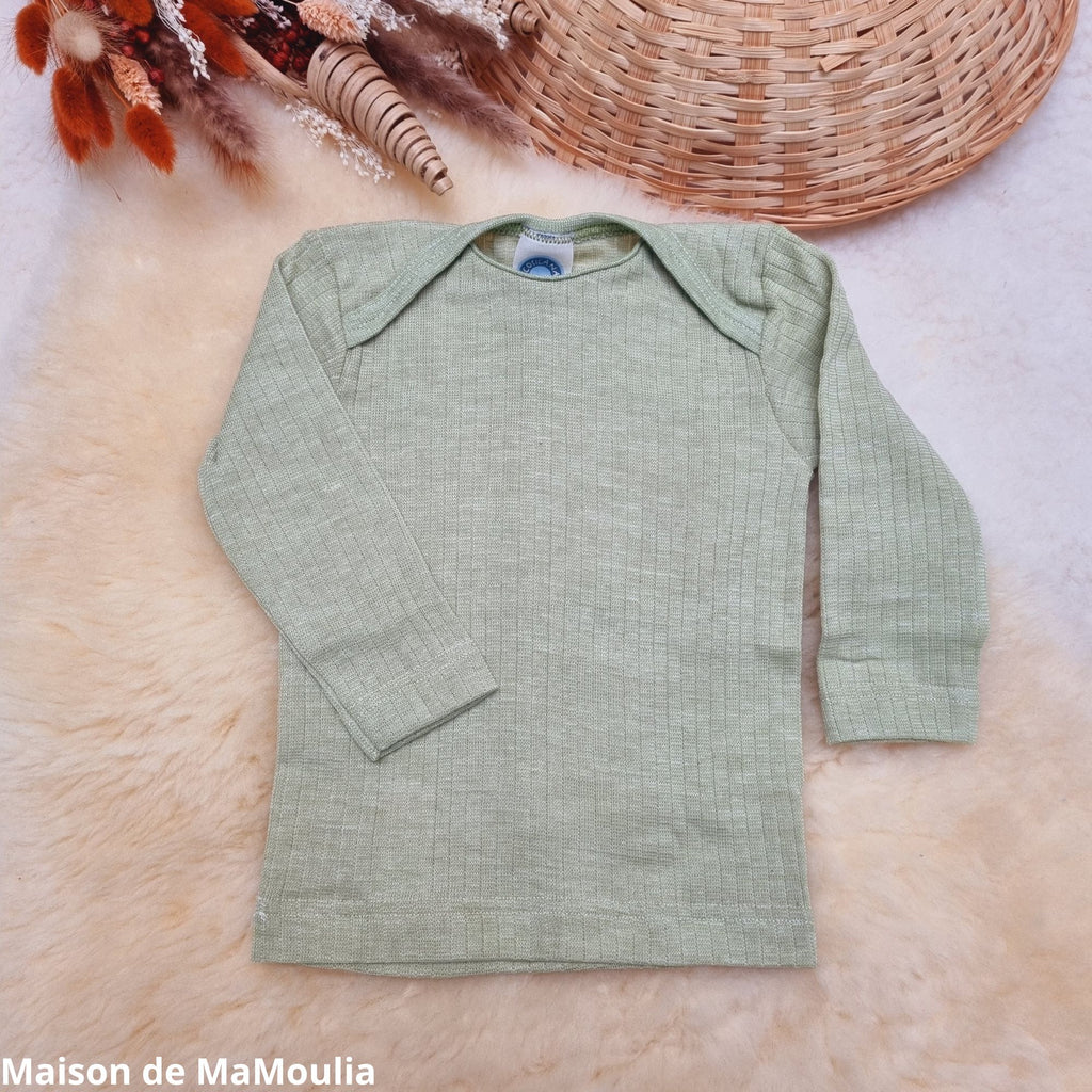 Cosilana - T-shirt bébé manches longues, laine-soie-coton