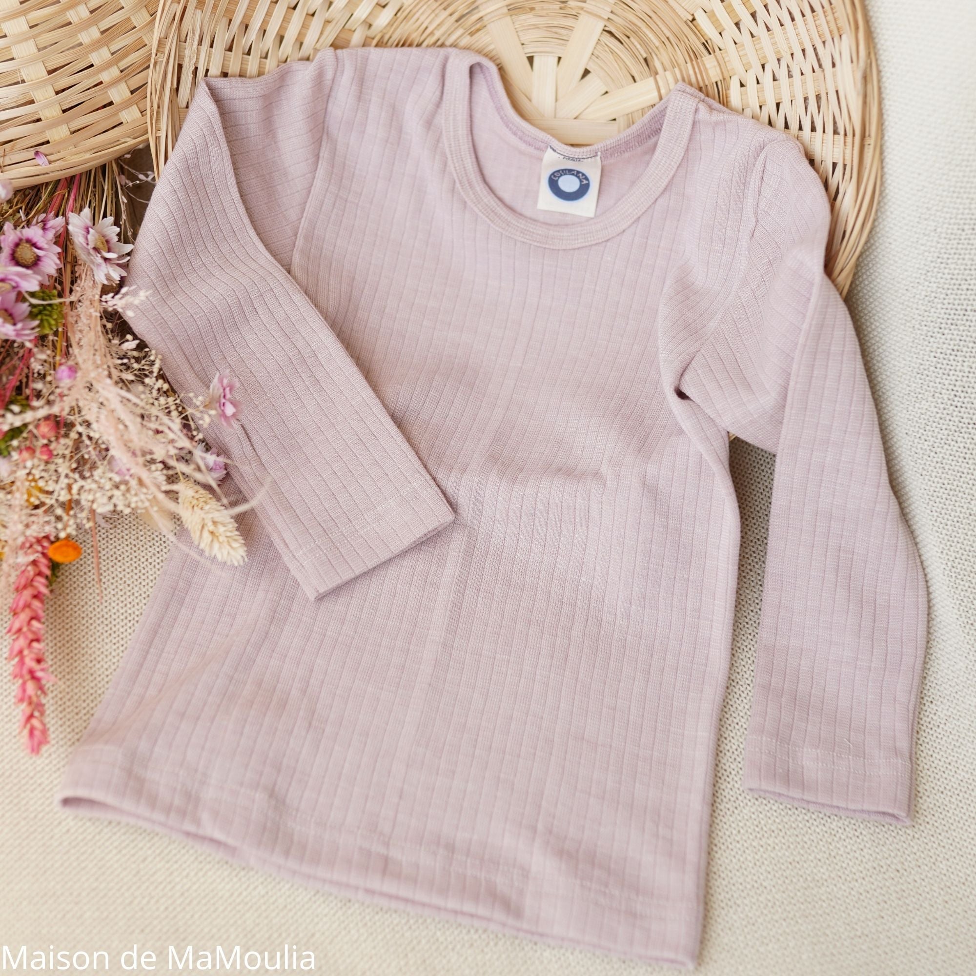 Cosilana - T-shirt manches longues enfant, laine-soie-coton