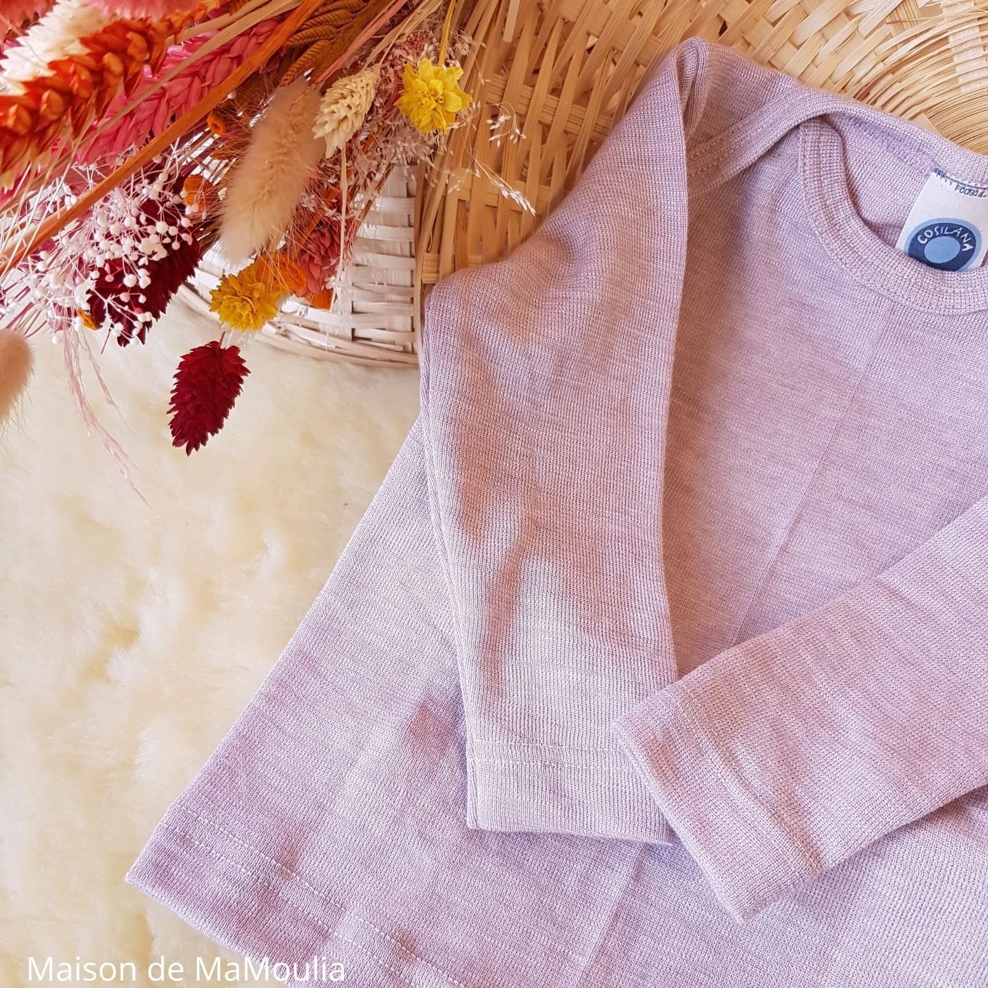 Cosilana - T-shirt bébé manches longues, laine-soie Cosilana