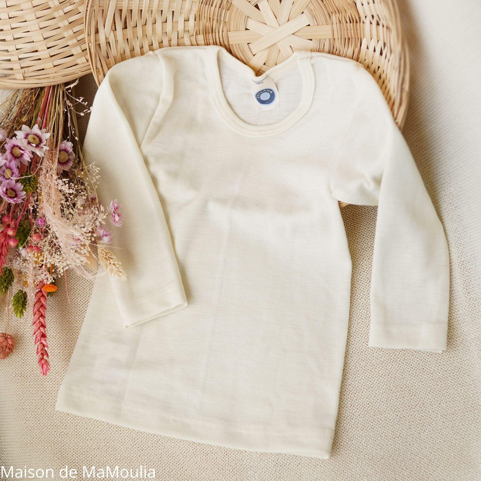 Cosilana - T-shirt enfant manches longues, laine-soie