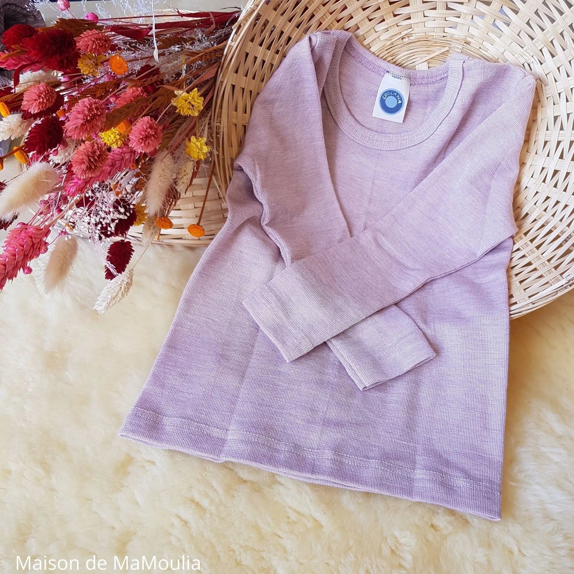 Cosilana - T-shirt enfant manches longues, laine-soie Cosilana